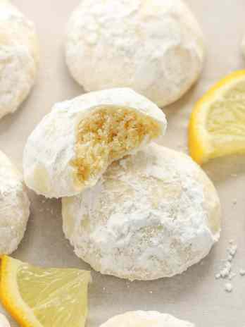 Buttery and tender lemon cookies rolled in powdered sugar. These Lemon Snowball Cookies are so easy to make, incredibly delicious, and they don't require any dough chilling!