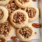 Several pecan pie cookies stacked on top of each other.
