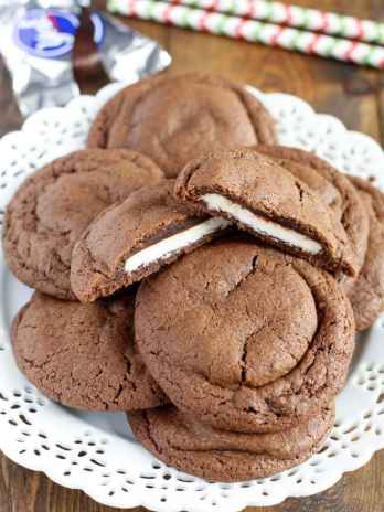 Peppermint Patty Stuffed Chocolate Cookies
