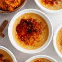 An overhead view of pumpkin creme brûlée.
