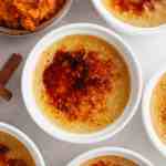 An overhead view of pumpkin creme brûlée.