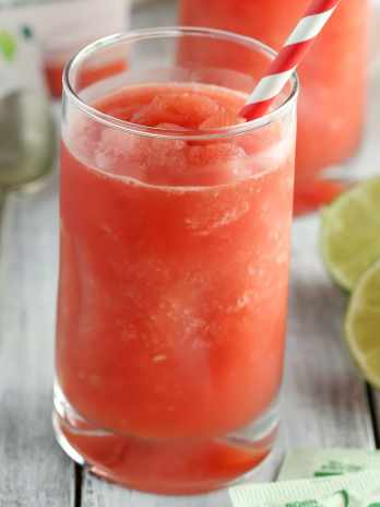 These Watermelon Lime Slushies are the perfect combination of sweet and tart. With just four ingredients, these slushies are perfect for an easy summer drink!